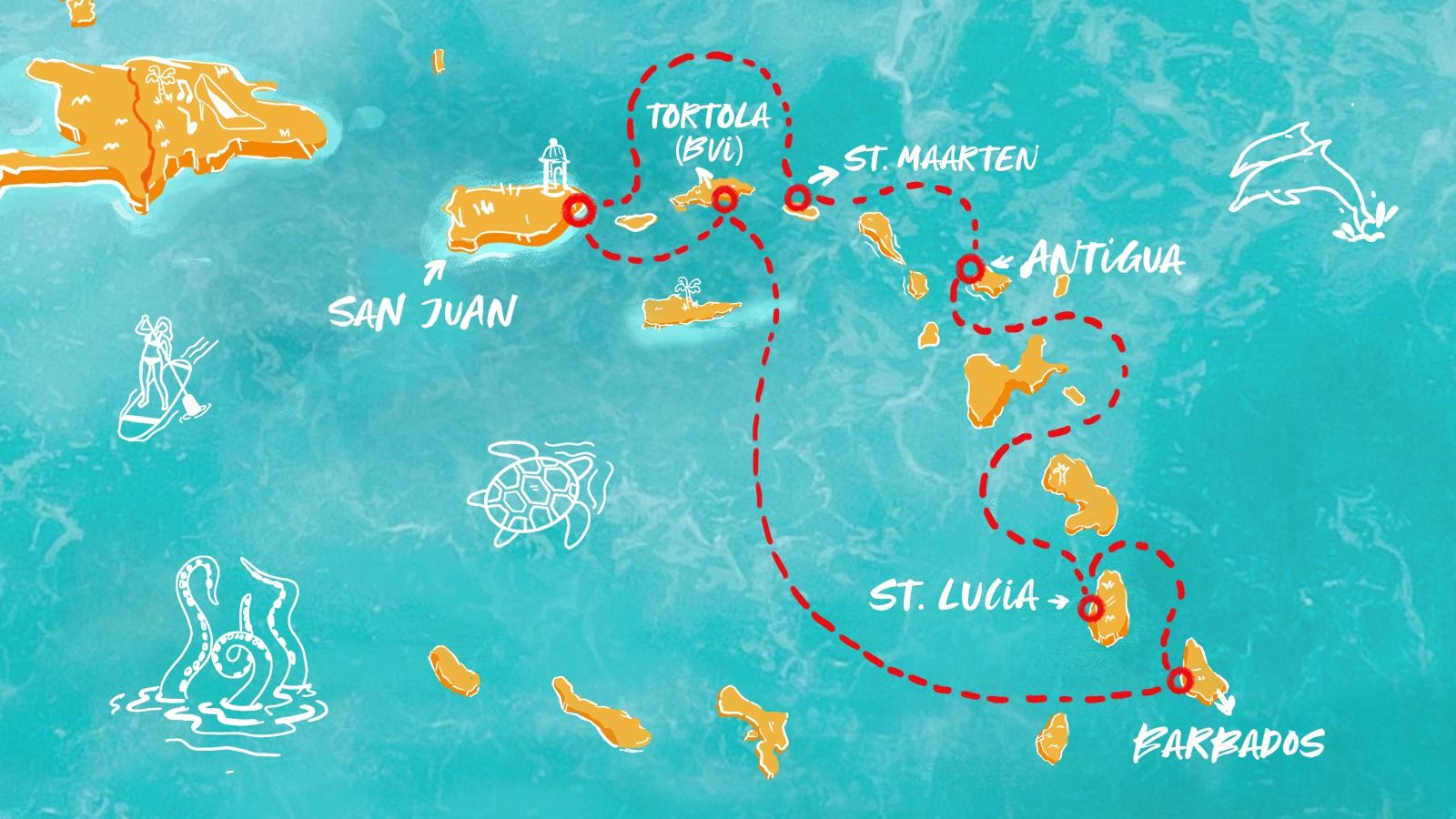 Saint (Isles) & Seas of the Caribbean Itinerary Map