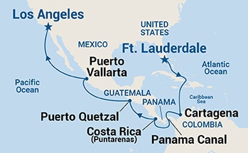 15-Day Panama Canal Connoisseur Itinerary Map